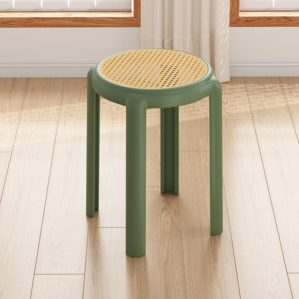 Plastic Dining Chair Stool Household Stackable Round Stool Bench Simple ...