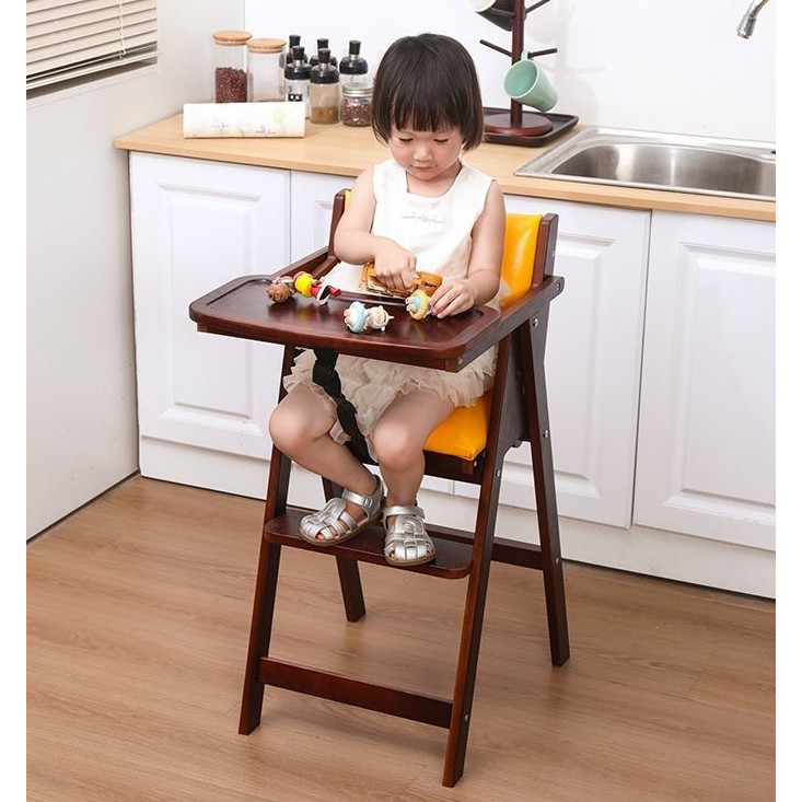 Children's solid wood dining chair foldable portable baby dining table ...