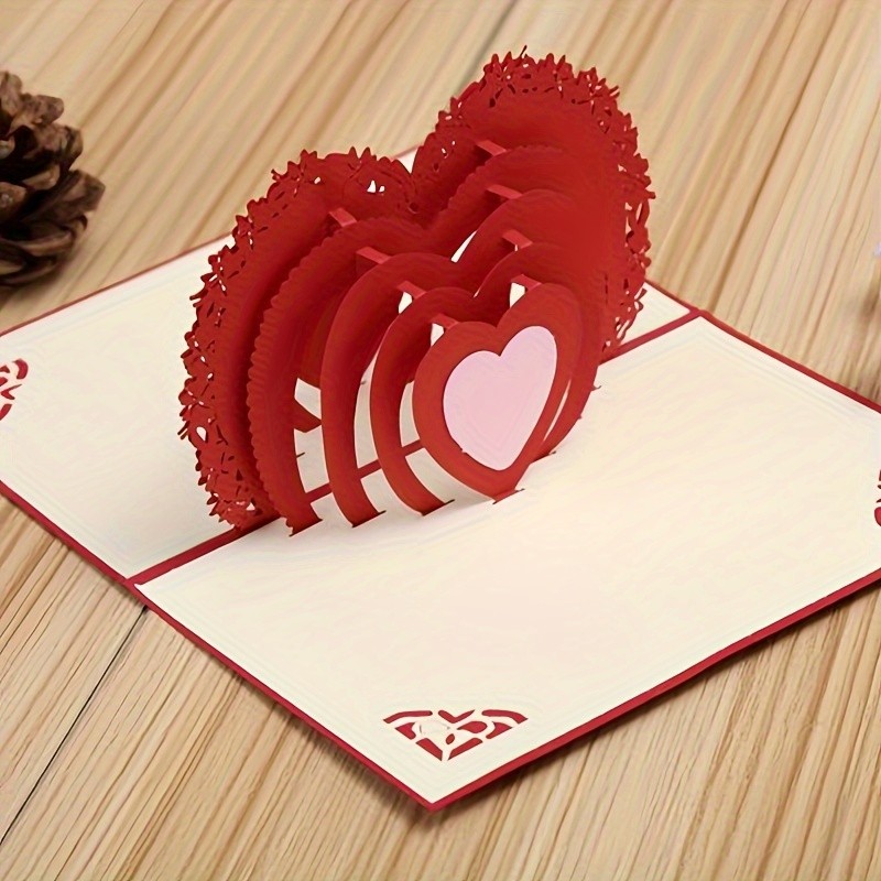 3D Pop Up Card Love Heart Anniversary Valentine Birthday Postcard For ...