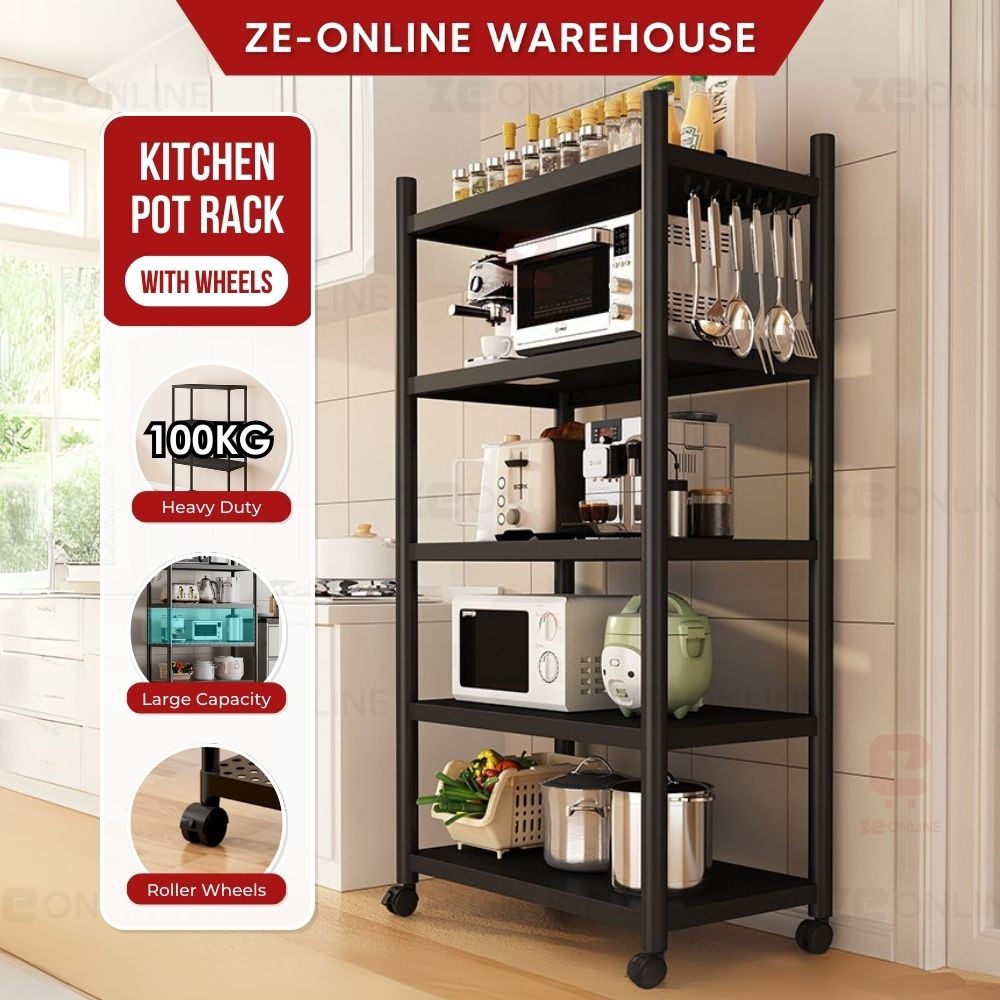 Heavy Duty Kitchen Pot Rack For Cookware Pans Microwave Oven Rice ...