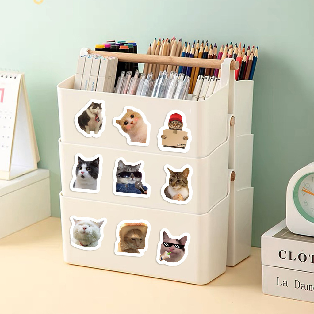 Trendy New 500PCS Cute Cat Meme Stickers Roll – Waterproof Decorative ...