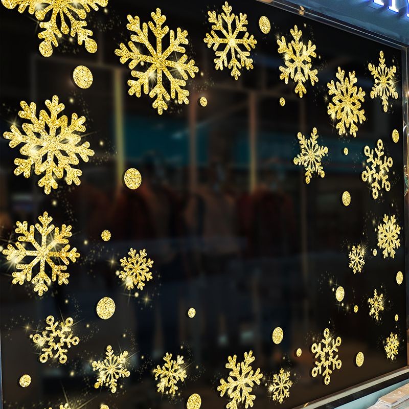 Snowflake Stickers Golden Glitter Stickers Wall Stickers Christmas ...