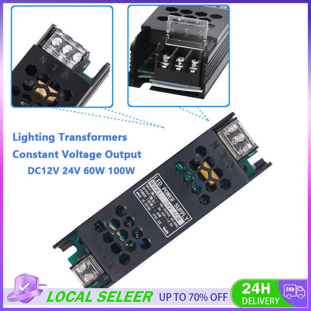60W/100W LED Power Supply for Light Strips AC110V-240V to DC12V 24V ...