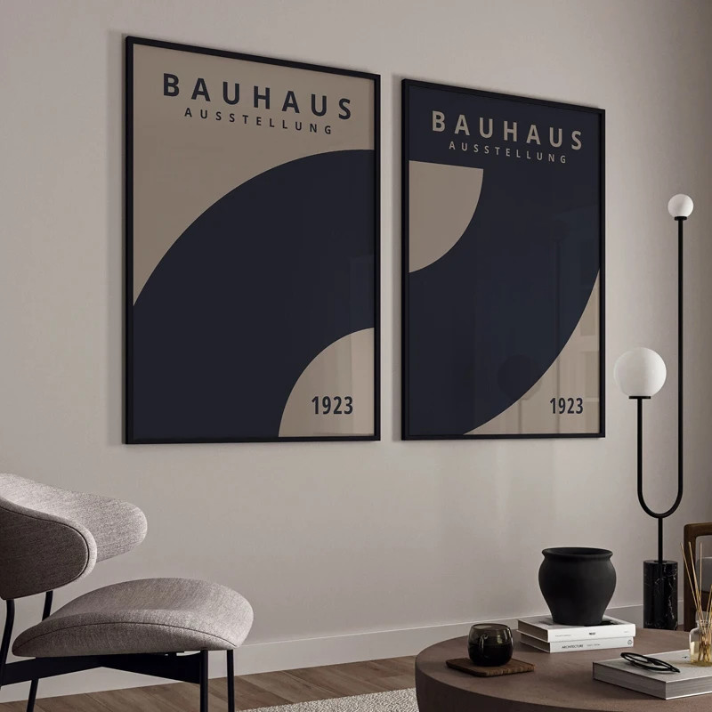 Minimalist Bauhaus Poster Canvas Prints Mid Century Modern Wall Art ...