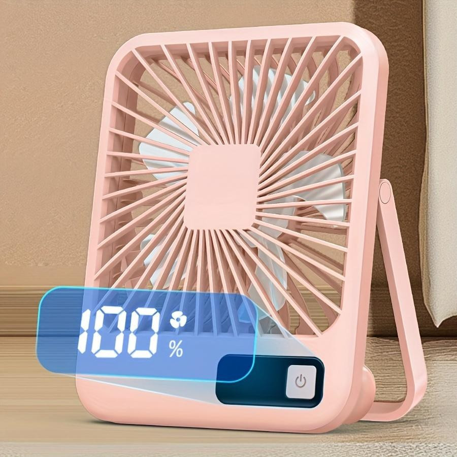 Portable USB Rechargeable Mini Fan - Desktop Digital Display, 5-Speed ...