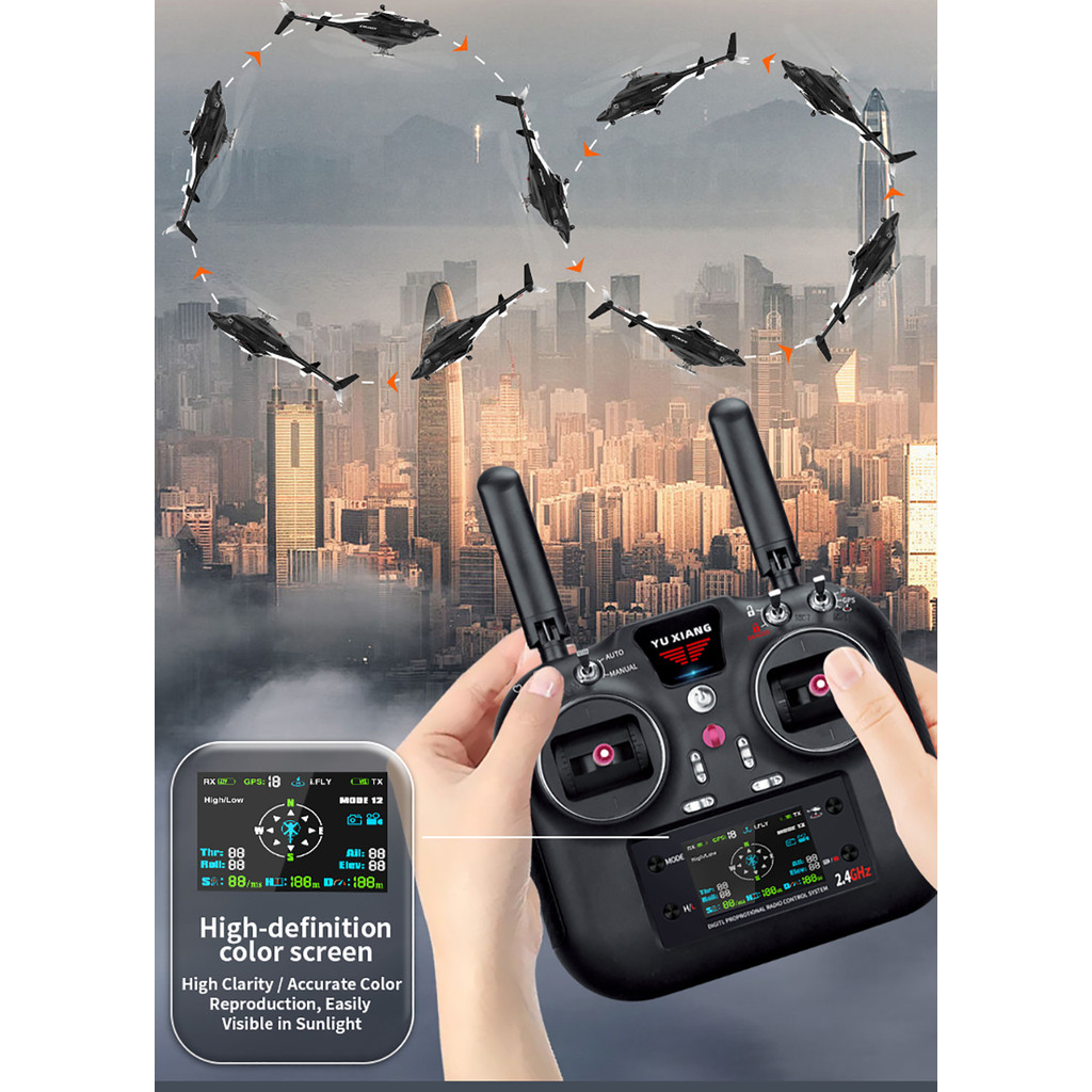NEW YUXIANG RC Airwolf F02S Helicopte 1:34 Scale 9CH Plane GPS Dual ...