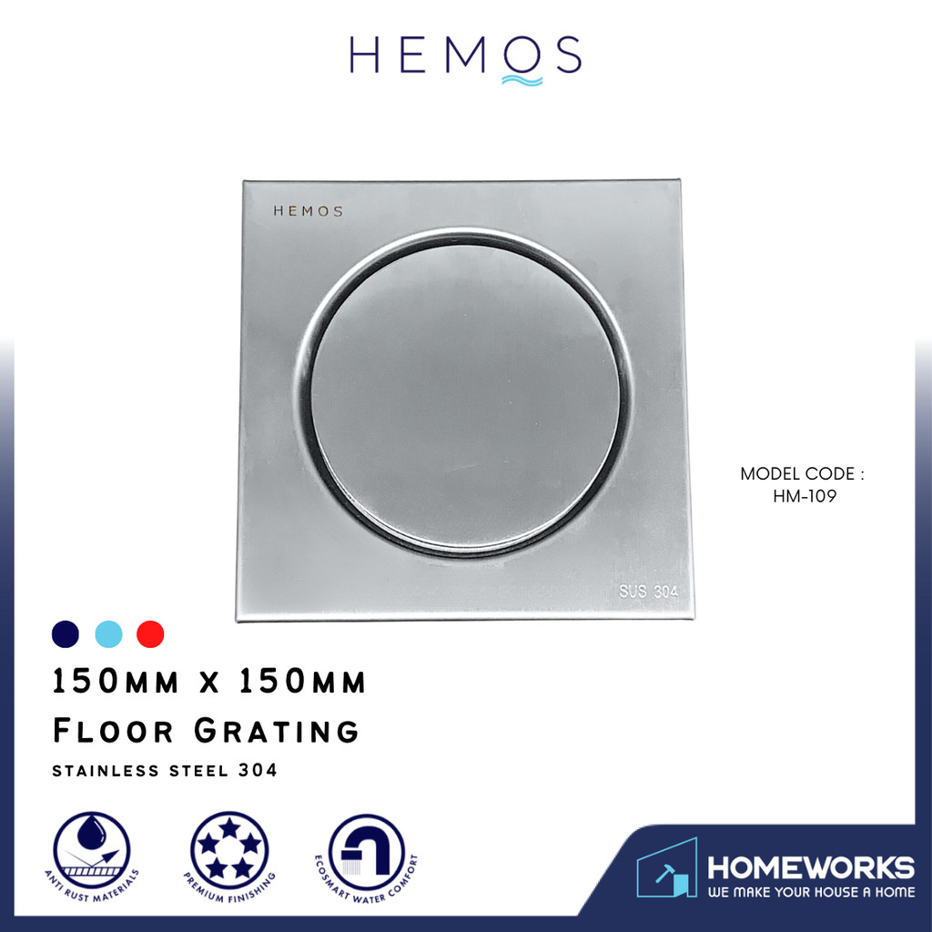 HEMOS GRATING SUS 304 OUTDOOR/INDOOR FLOOR TRAP PERANGKAP LANTAI HM-109 ...
