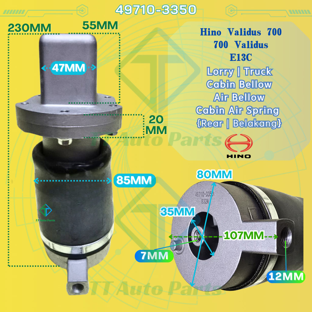 Cabin Air Bellow Hino E13C | Validus 700 Cabin Air Spring Air Bellow ...