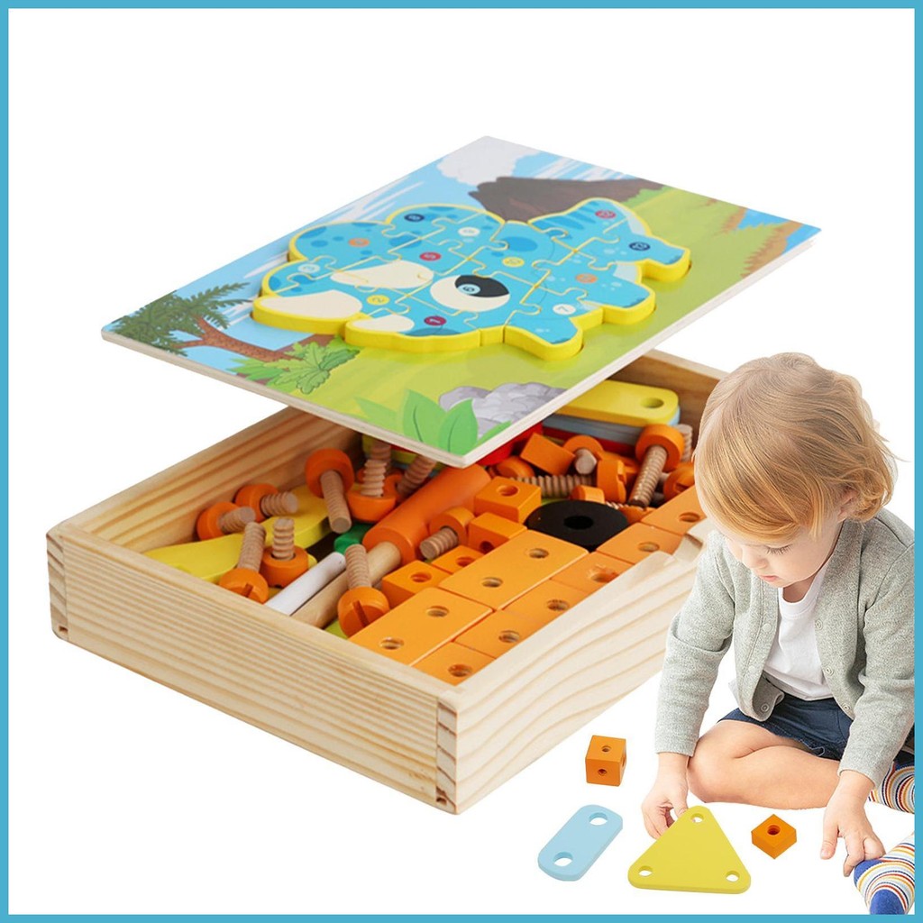 Wooden Kids Toolbox Wooden Tool Box Set Interactive Pretend Play Toy ...