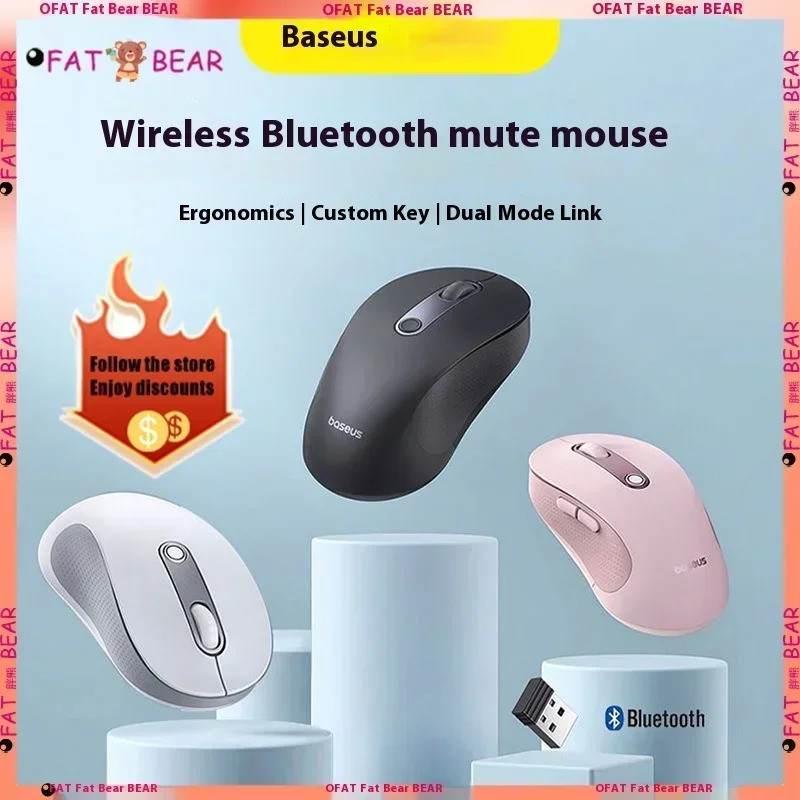 Baseus F02 wireless Bluetooth 4000dpi ergonomic design with 7 mute ...