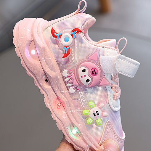 Tenis Children Led Shoe Girls Lighted Sneakers Glowing Shoe for Kids Soft Soled Breathable Casual Toddler Ctue Kuromi Baby Shoes