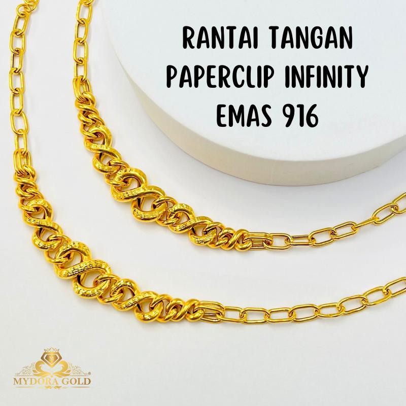 MYDORA Rantai Tangan Paperclip Infinity | Emas 916/22K | Shopee Malaysia