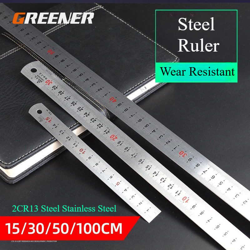 Steel Ruler Thickened Hard Rigid Board Rulers 15/30/50cm Long Ruler ...