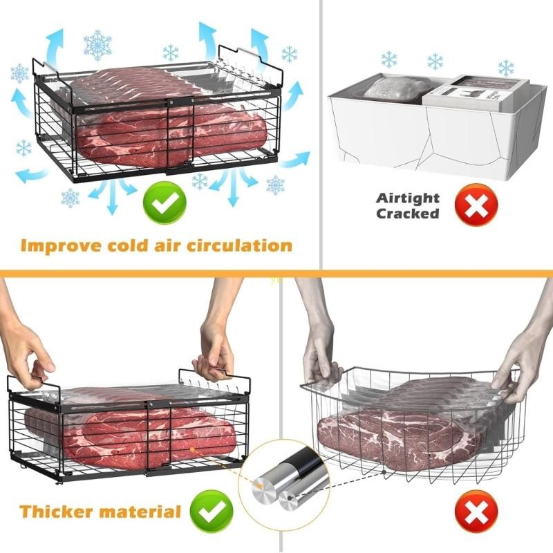yu Space Saving Adjustable Freezer Container Expandable Stackable ...