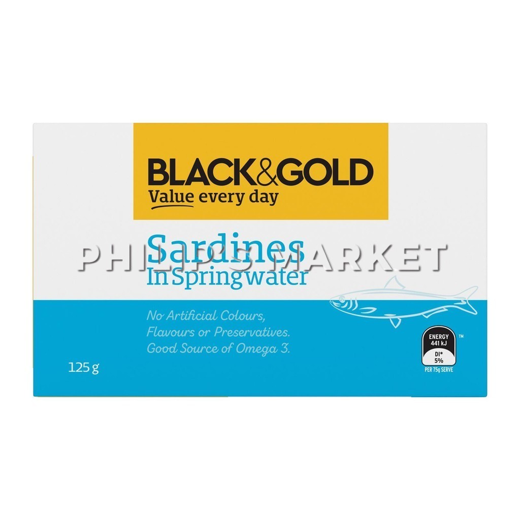 Black & Gold Sardines In Springwater 125g | Shopee Malaysia