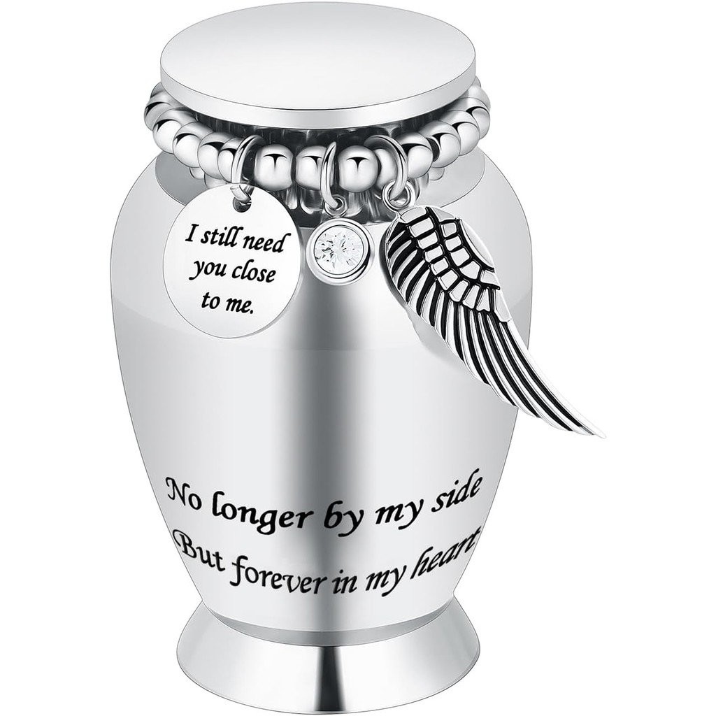 Small Cremation Urn Pendant For Ashes - Stainless Steel Memorial Keepsake Jewelry For Son, With Funnel Kit (Small)
