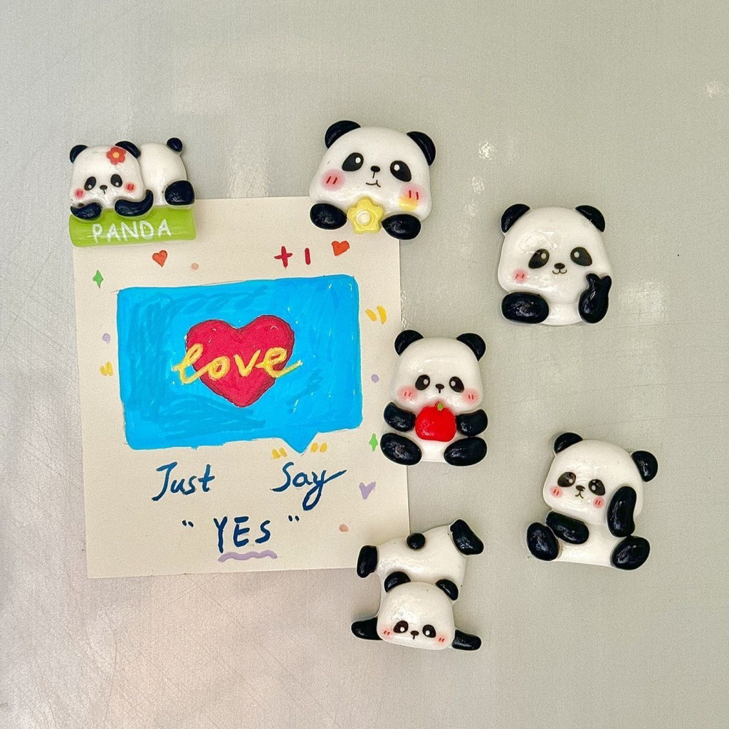 Cute Panda Refrigerator Stickers ins Style Magnetic Cartoon Cultural ...