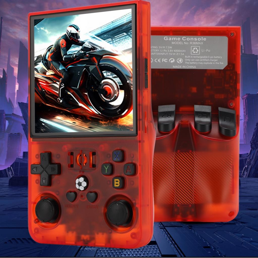Alwaysonline New R36MAX Handheld Game Console 4 Inch IPS Screen 720x720 ...