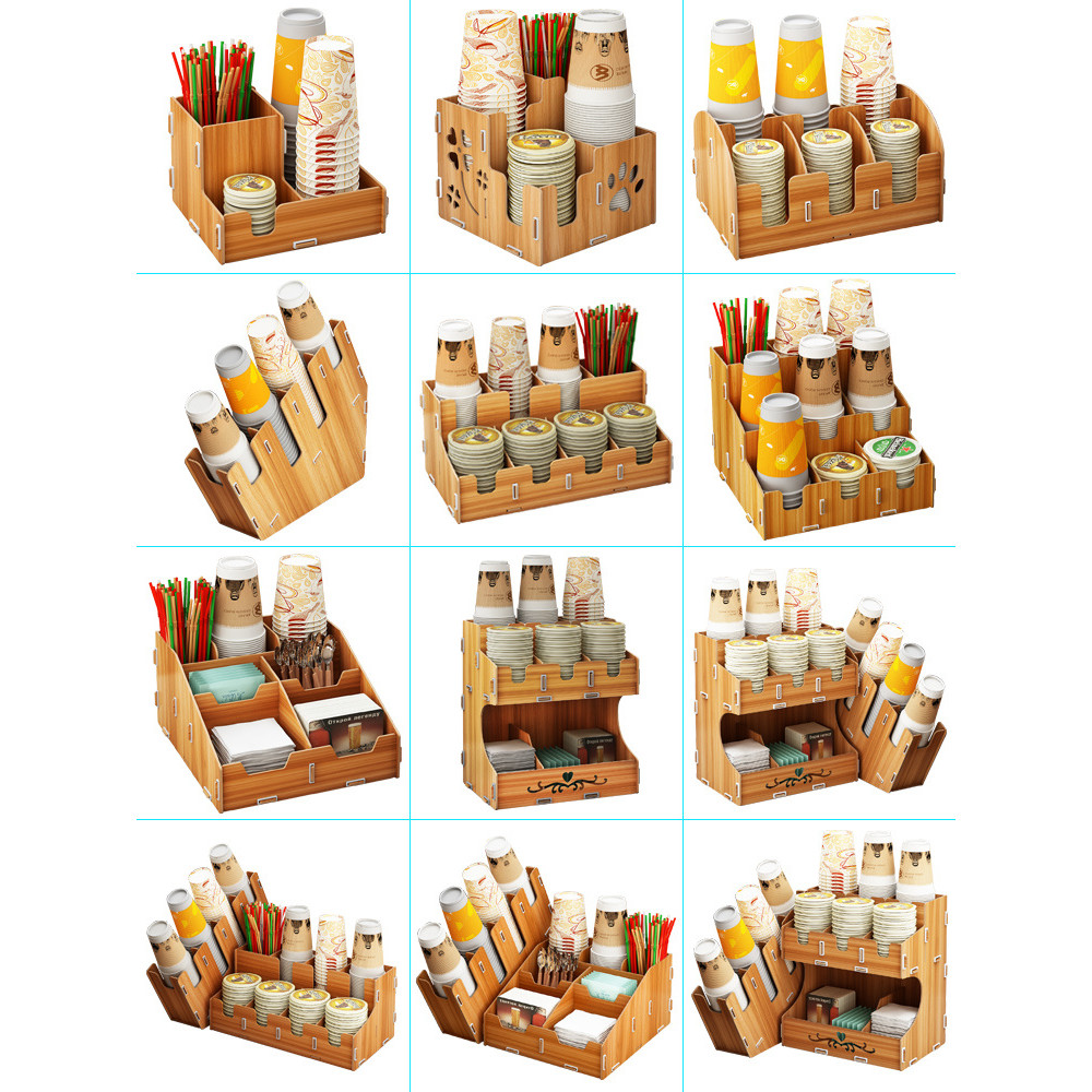 Cup Holder Wooden Cafe Milk Tea Shop Bar Storage Disposable Paper Cup ...