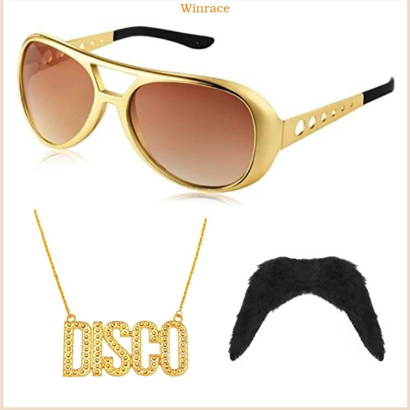 Disco Chain Necklace For Men & Women - 70s Retro Rhinestone Pendant, 25.2 Inch, Alloy, Hypoallergenic - View #3