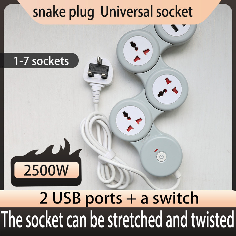 Snake-Shaped Socket Rotatable Socket with Cable with Switch USB Power ...