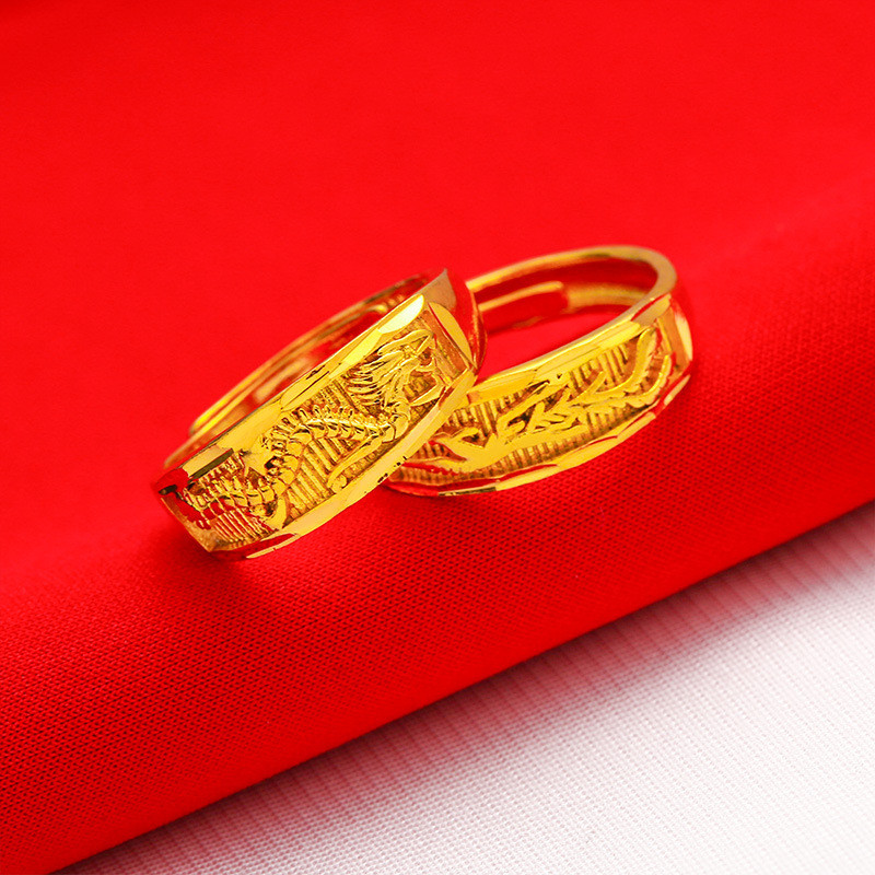 Emas 916 Dragon & Phoenix Korean Gold Couple Rings - Matching His ...