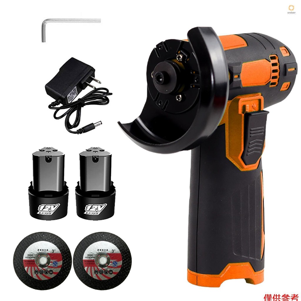 FENTERXY 12V Cordless Brushless Angle Grinder Kit – 3-Inch/75mm Disc, 2x 1300mAh Batteries & Charger, Ergonomic Design