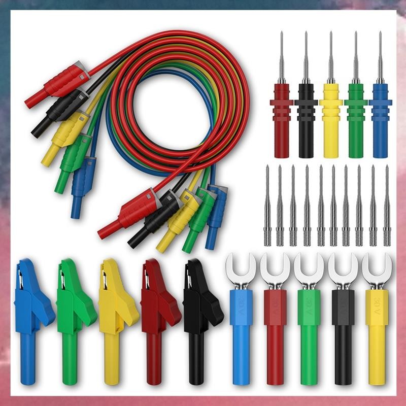 (E B M 5 Colors 4mm Dual Banana Plug Lead Test Cable for Multimeter U ...