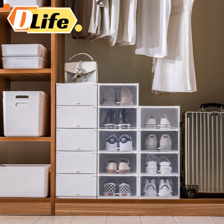 Dlife Stackable Transparent Shoes Storage Cabinets Box Shoe Container ...