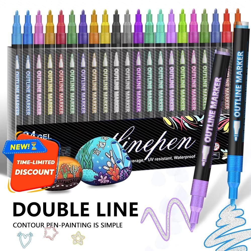 8/12/24/36Color Double line contour pen color dual color pen contour ...