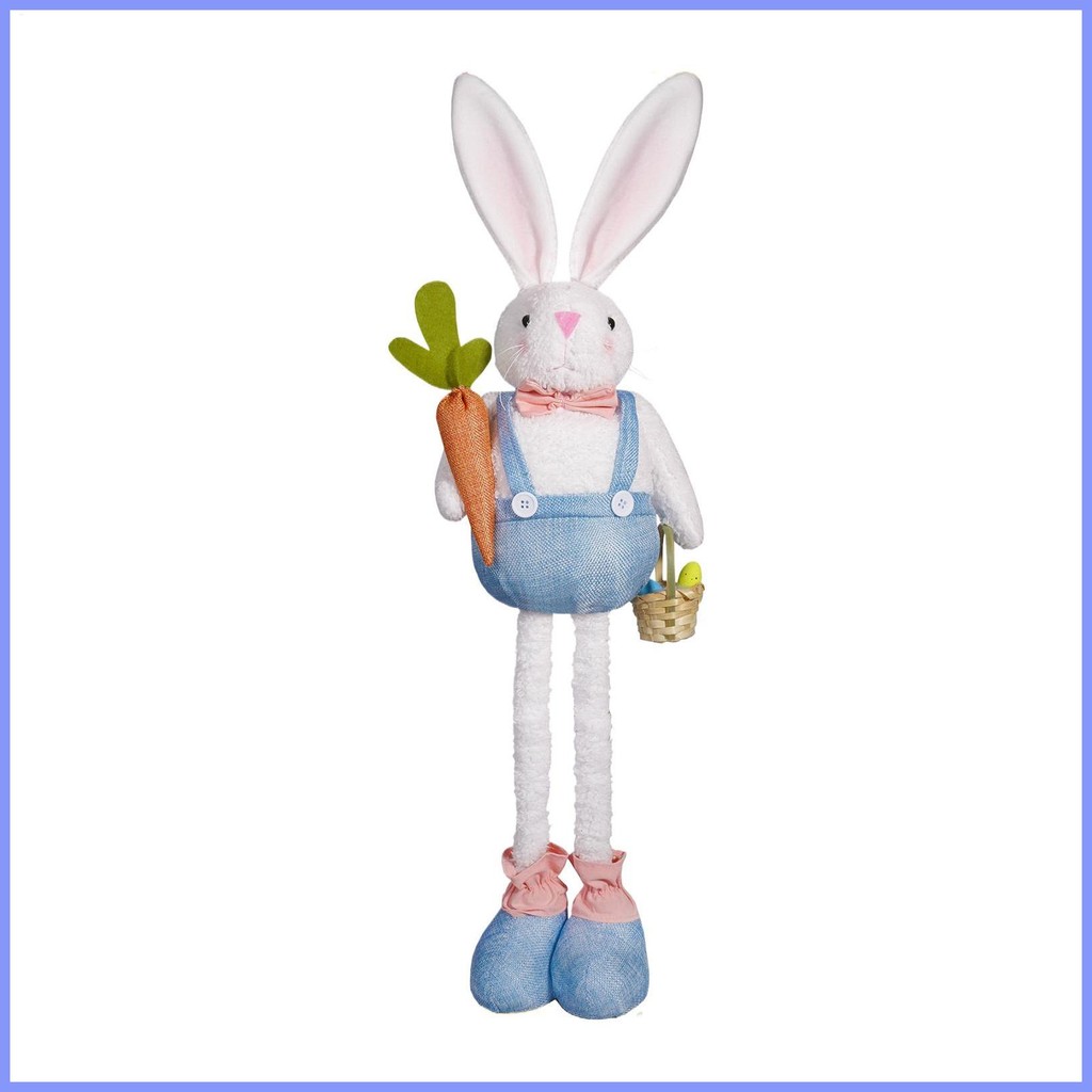 Soft Bunny Doll Retractable Spring Leg Cute Rabbit Figure Bunny Holding ...