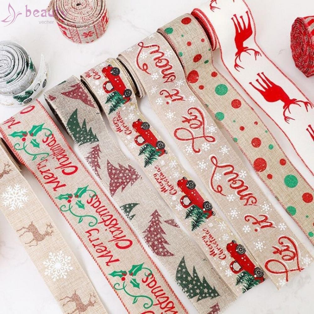 Sewing Projects Made Fun 2m Christmas Linen Ribbon Featuring Delightful ...