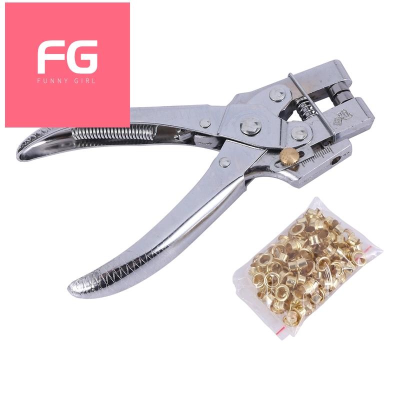 Heavy duty leather fabric eyelet plier hole punch pliers tools + 100 ...