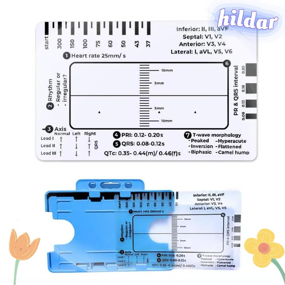 HILDAR EKG Calipers, Plastic Portable ECG 7 Step Ruler, Transparent ECG ...
