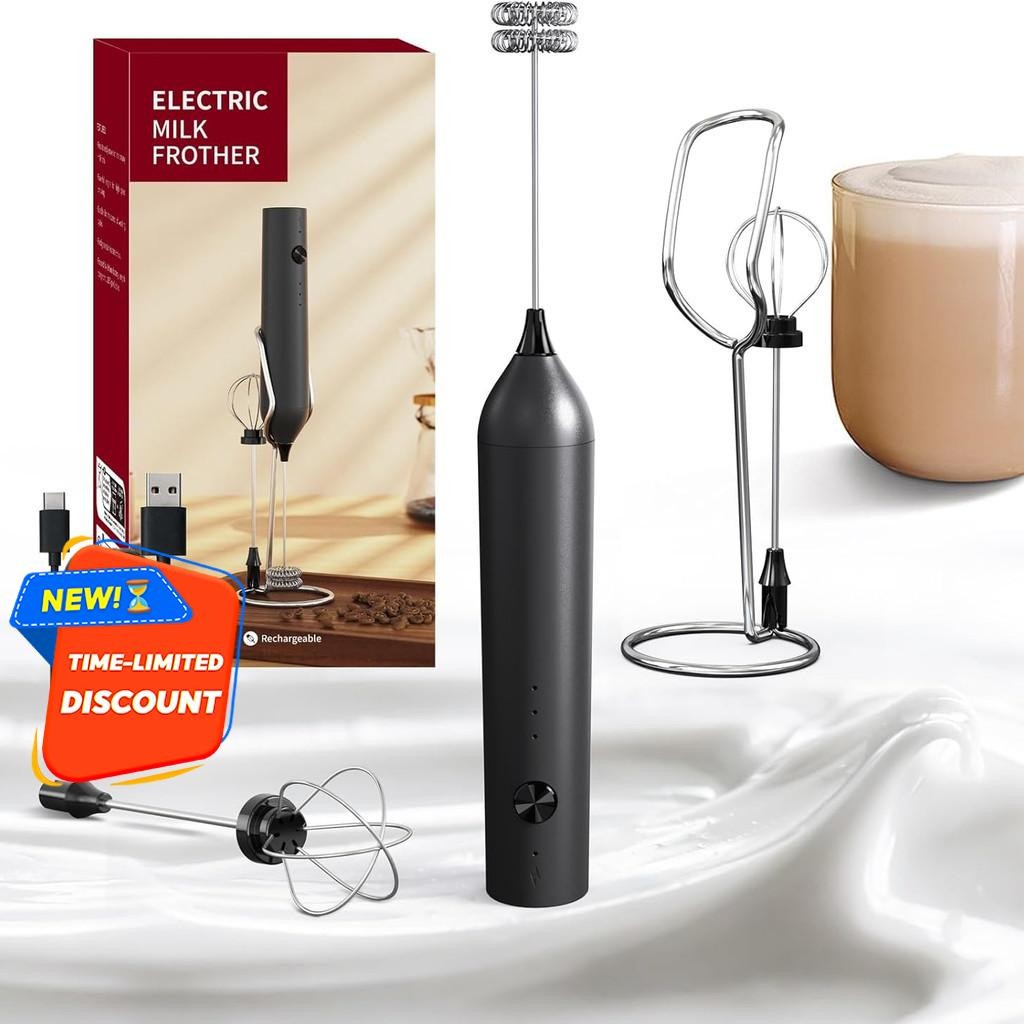 Milk Frother Rechargeable Handheld Electric 3 Gear Speed Adjustable ...