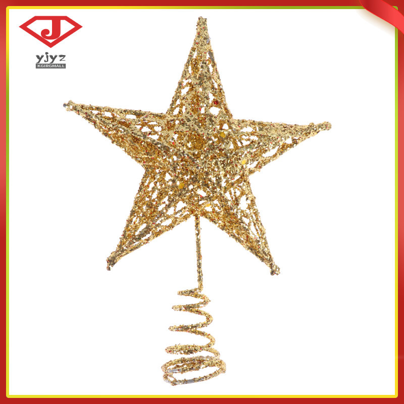 Christmas Decorations Tree Topper Star Glitter Holiday Hat 12cm Golden ...