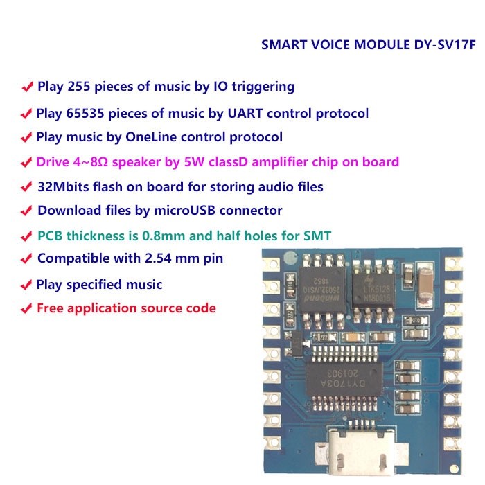 Voice player module I/O Trigger serial port control USB Download flash ...