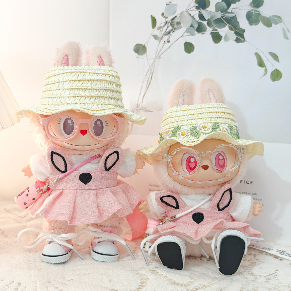 Clothes For Labubu Doll,Clothes For Dolls Accessories,Butterfly Tulle Skirt Purple 5 Pieces Outfit Set Suitable For Labubu 15cm 17cm Doll,Adorable