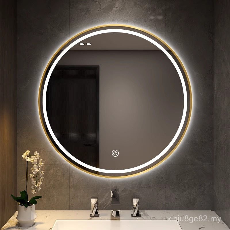 Smart Defogging Round Mirror Bathroom Mirror Frame led Round Makeup ...