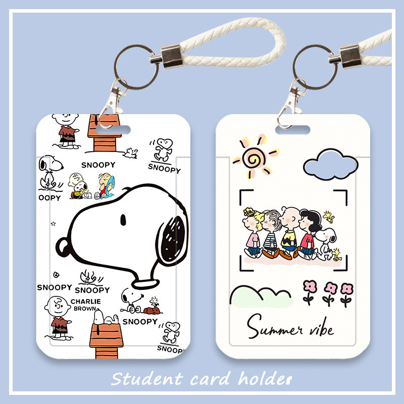 Snoopy Couple Card Holder with Hanging Rope Student Protection Card ...