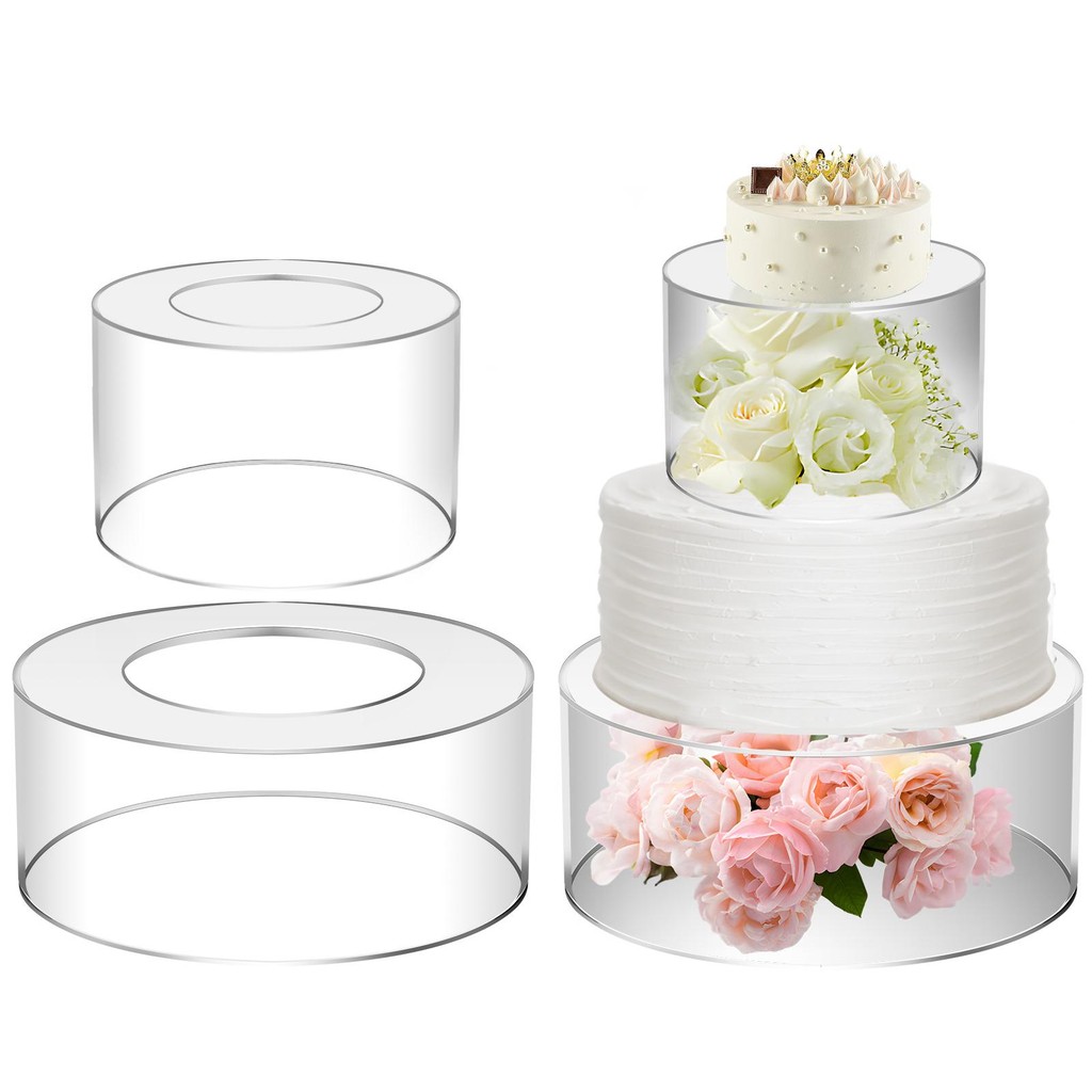 2Pcs Acrylic Cake Stand Fillable Cake Risers Clear Cake Tier Stackable ...