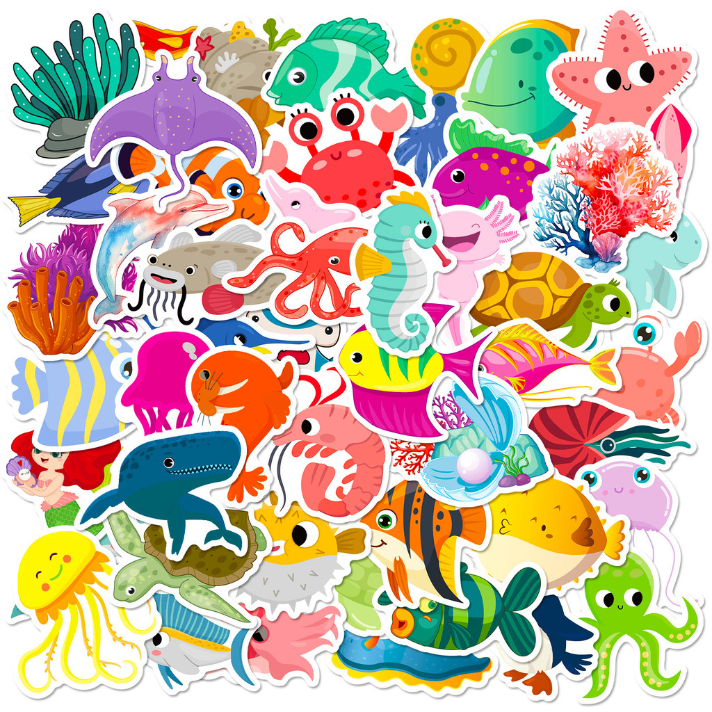 UNDERWATER WORLD 50 pcs Waterproof Non Repeating Stickers Pack | Shopee ...