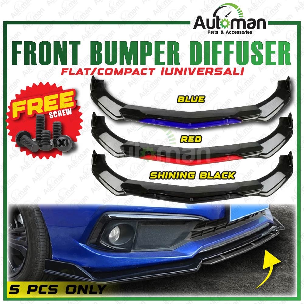 Front Flat Compact Bumper Diffuser Lip Skirt Universal Myvi Bezza Alza ...