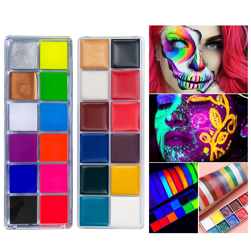 Veronni 12 Color 42g Face Body Paint +Blacklight UV Glow Paint 12 ...