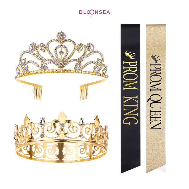 2pcs Prom Set Headband Sash King Queen Night Prince Princess Sashes ...