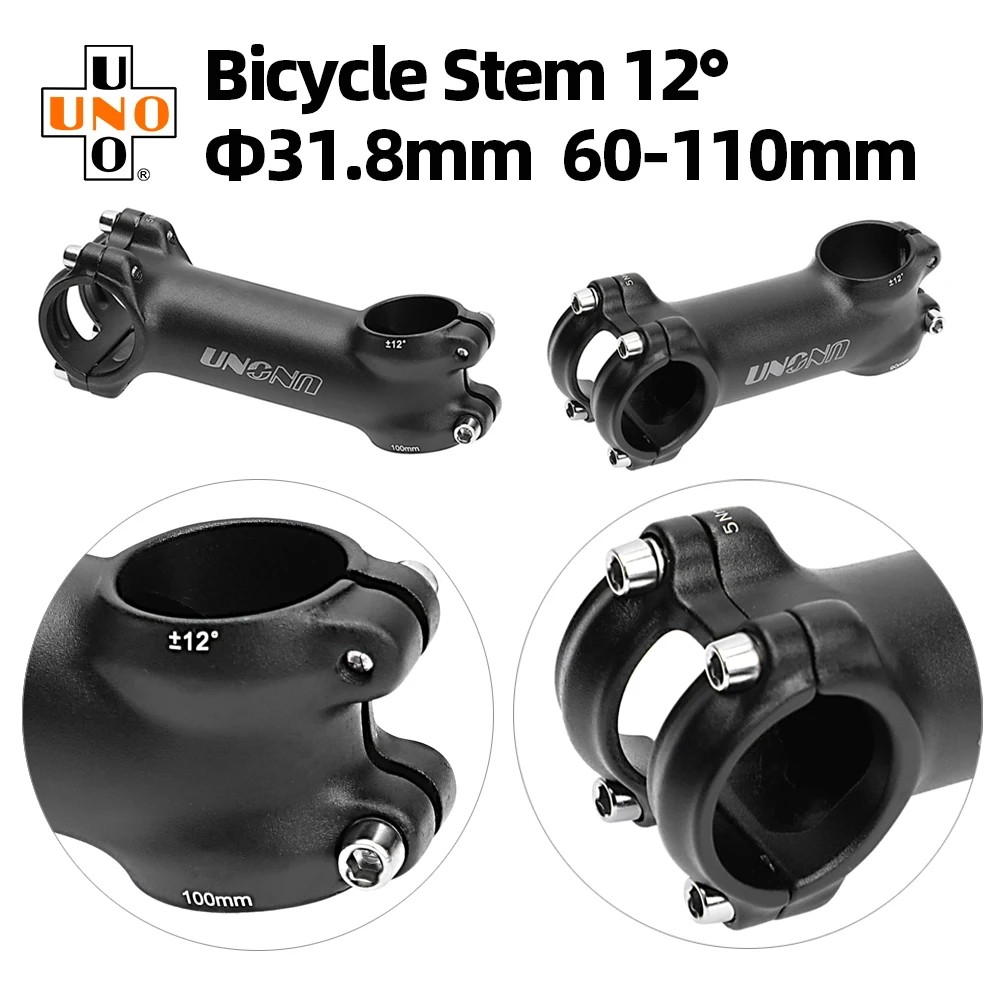 UNO MTB Stem 12 Degree 60/70/80/90/100/110MM Bicycle Handlebar