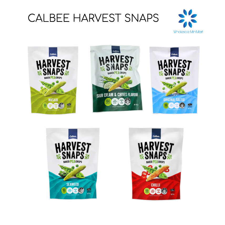 Calbee Harvest Snaps Baked Pea Crips - Original Salted, Seaweed, Wasabi ...