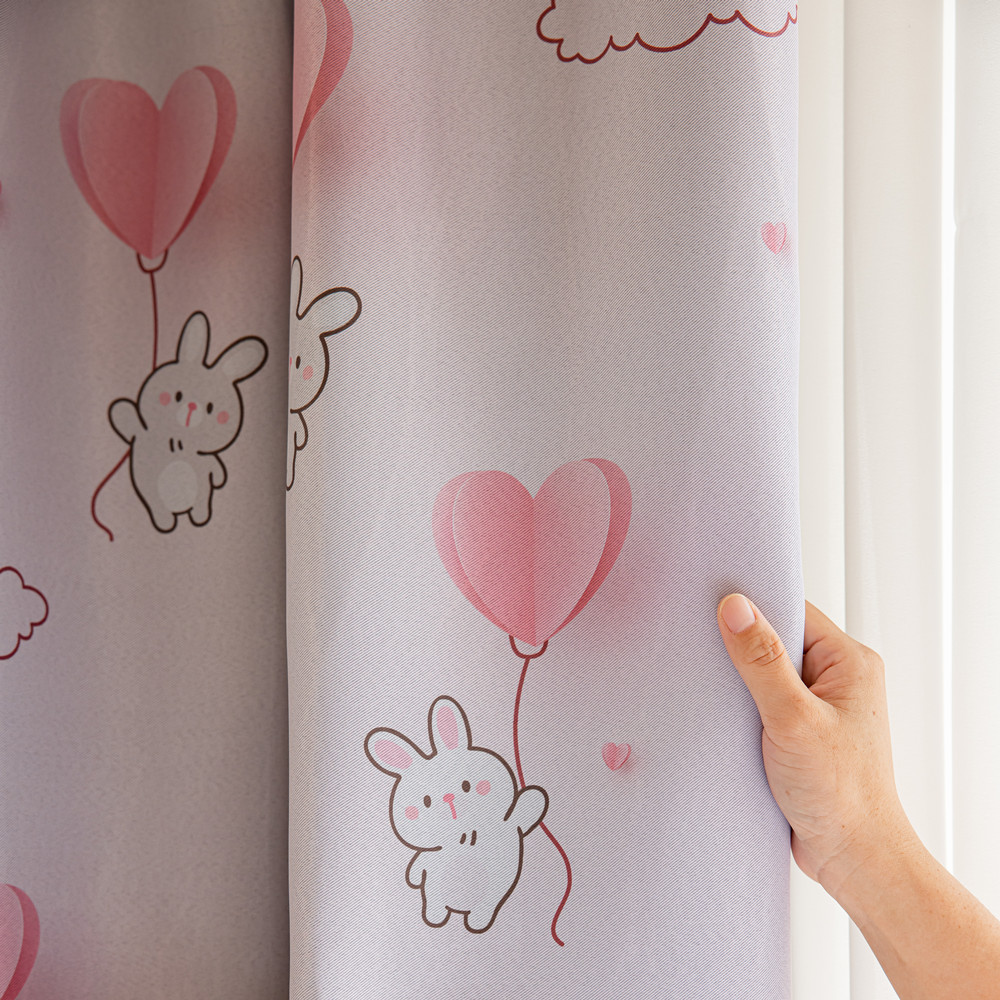 Lovely Rabbit Pattern Printed Blackout Window Curtains for Kids Room ...