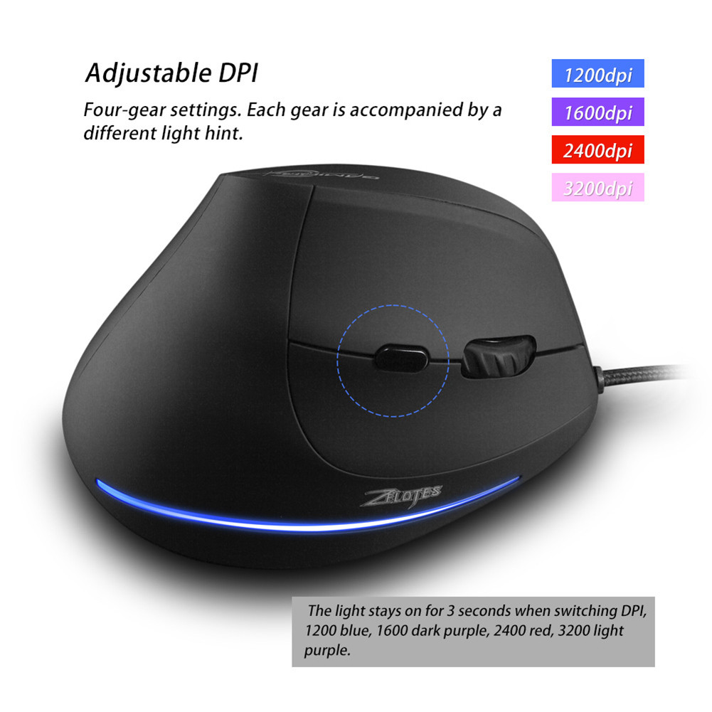 keepdreaming ` ZELOTES T20 Wired Vertical Rechargeable Ergonomic 3200 ...
