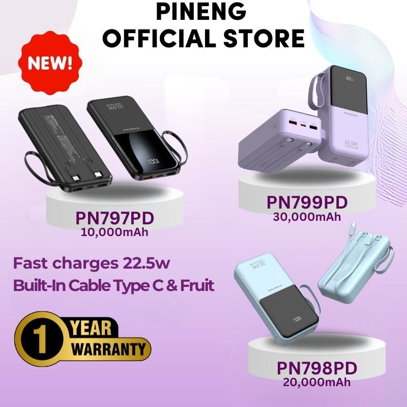 PINENG PN799 PN798 PN797 FAST CHARGES 22.5W BUILT-IN CABLE TYPE C FRUIT ...